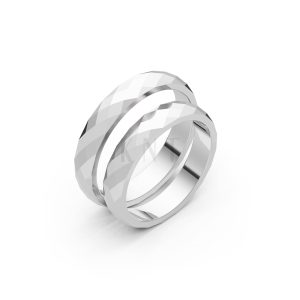 Nhẫn cưới A144 màu vàng trắng White Gold kiểu dáng hiện đại, nổi bật