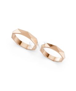Nhẫn cưới A145 màu vàng hồng Rose Gold thiết kế đối xứng, phong cách, ấn tượng