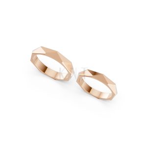 Nhẫn cưới A145 màu vàng hồng Rose Gold thiết kế đối xứng, phong cách, ấn tượng
