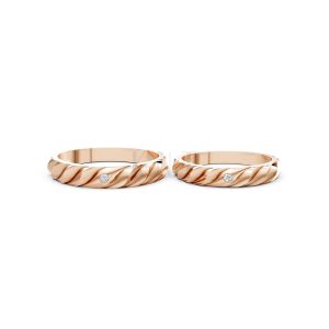 Nhẫn cưới A146 màu vàng hồng Rose Gold thiết kế đối xứng, phong cách, ấn tượng