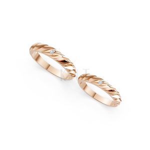 Nhẫn cưới A146 màu vàng hồng Rose Gold phong cách trẻ trung, nổi bật