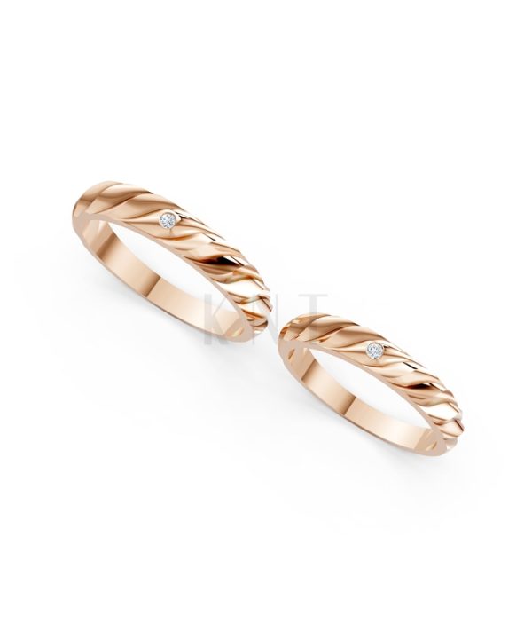 Nhẫn cưới A146 màu vàng hồng Rose Gold phong cách trẻ trung, nổi bật