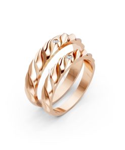 Nhẫn cưới A146 màu vàng hồng Rose Gold họa tiết ấn tượng, cá tính