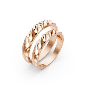 Nhẫn cưới A146 màu vàng hồng Rose Gold họa tiết ấn tượng, cá tính