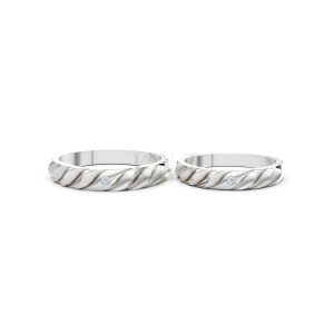 Nhẫn cưới A146 màu vàng trắng White Gold kiểu dáng cá tính, hiện đại