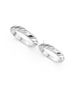 Nhẫn cưới A146 màu vàng trắng White Gold vàng sáng bóng, thiết kế trẻ trung