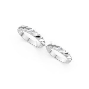 Nhẫn cưới A146 màu vàng trắng White Gold vàng sáng bóng, thiết kế trẻ trung