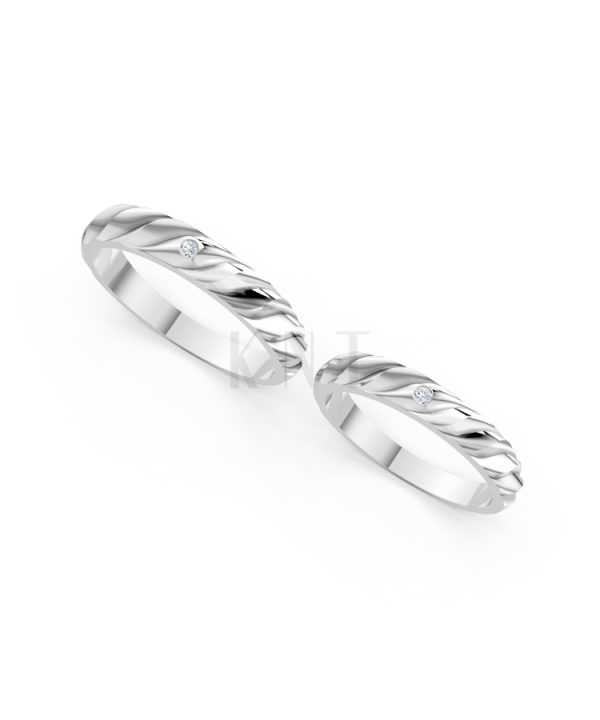 Nhẫn cưới A146 màu vàng trắng White Gold vàng sáng bóng, thiết kế trẻ trung