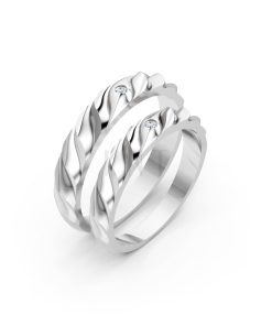 Nhẫn cưới A146 màu vàng trắng White Gold kiểu dáng hiện đại, nổi bật