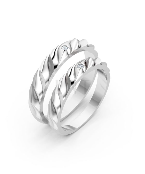 Nhẫn cưới A146 màu vàng trắng White Gold kiểu dáng hiện đại, nổi bật