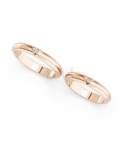 Nhẫn cưới A148 màu vàng hồng Rose Gold vàng đẹp, họa tiết hình học, độc đáo