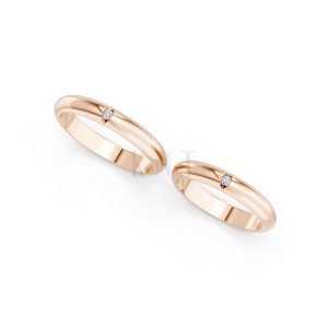 Nhẫn cưới A148 màu vàng hồng Rose Gold vàng đẹp, họa tiết hình học, độc đáo