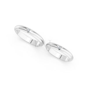 Nhẫn cưới A148 màu vàng trắng White Gold vàng sáng, đường nét sắc sảo, tinh tế