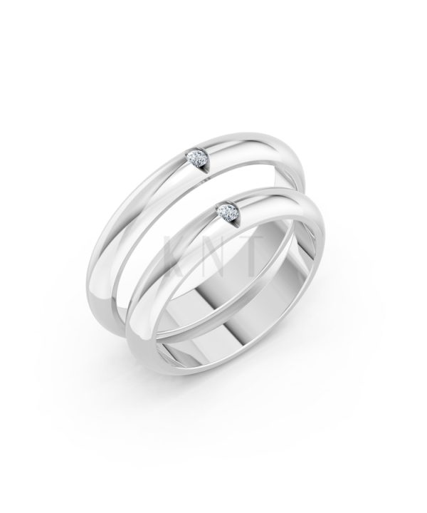 Nhẫn cưới A148 màu vàng trắng White Gold kiểu dáng hiện đại, nổi bật