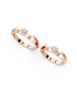 Nhẫn cưới A150 vàng hồng Rose Gold vàng đẹp, kiểu dáng trẻ trung, độc đáo