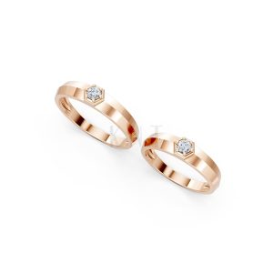 Nhẫn cưới A150 vàng hồng Rose Gold vàng đẹp, kiểu dáng trẻ trung, độc đáo