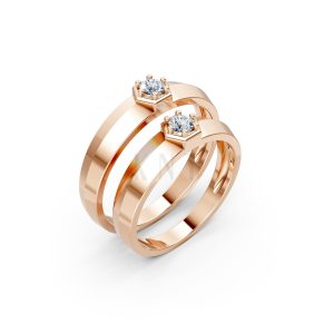 Nhẫn cưới A150 vàng hồng Rose Gold họa tiết ấn tượng, cá tính