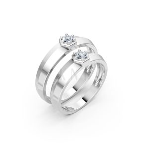 Nhẫn cưới A150 vàng trắng White Gold kiểu dáng hiện đại, nổi bật