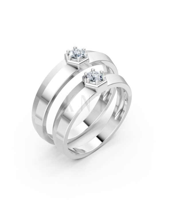 Nhẫn cưới A150 vàng trắng White Gold kiểu dáng hiện đại, nổi bật