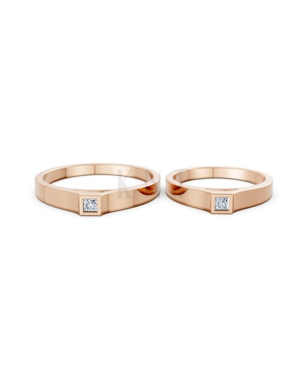 Nhẫn cưới A155 màu vàng hồng Rose Gold thiết kế đối xứng, phong cách, ấn tượng