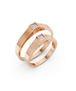 Nhẫn cưới A155 màu vàng hồng Rose Gold họa tiết ấn tượng, cá tính