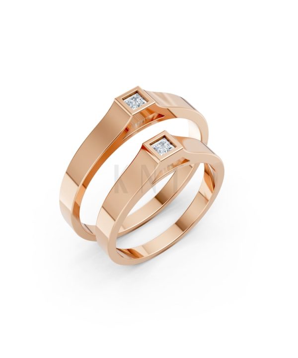 Nhẫn cưới A155 màu vàng hồng Rose Gold họa tiết ấn tượng, cá tính