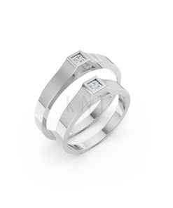 Nhẫn cưới A155 màu vàng trắng White Gold kiểu dáng hiện đại, nổi bật