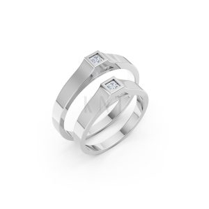 Nhẫn cưới A155 màu vàng trắng White Gold kiểu dáng hiện đại, nổi bật