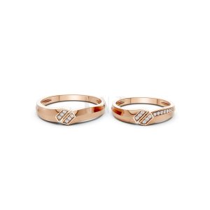 Nhẫn cưới A158 màu vàng hồng Rose Gold thiết kế đối xứng, phong cách, ấn tượng