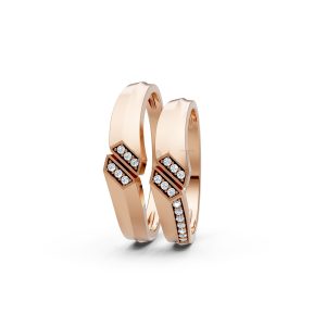 Nhẫn cưới A158 màu vàng hồng Rose Gold phong cách trẻ trung, nổi bật