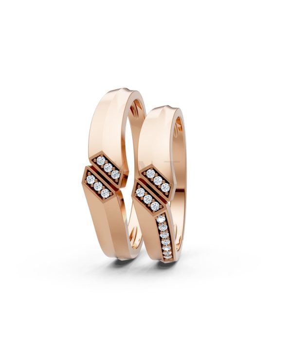 Nhẫn cưới A158 màu vàng hồng Rose Gold phong cách trẻ trung, nổi bật