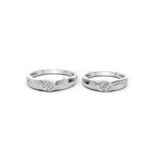 Nhẫn cưới A158 màu vàng trắng White Gold kiểu dáng cá tính, hiện đại