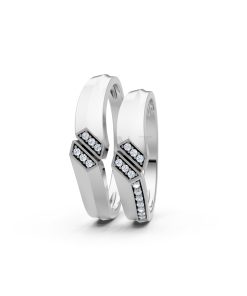 Nhẫn cưới A158 màu vàng trắng White Gold vàng sáng, đường nét sắc sảo, tinh tế