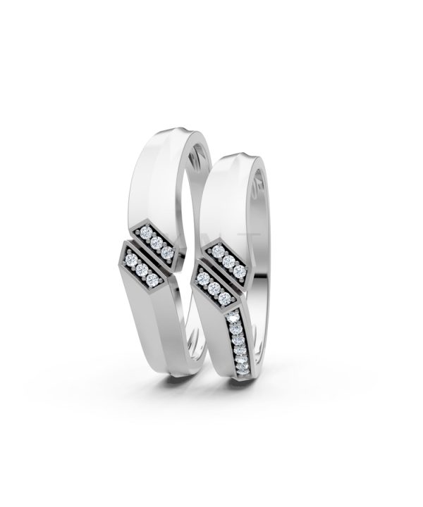 Nhẫn cưới A158 màu vàng trắng White Gold vàng sáng, đường nét sắc sảo, tinh tế