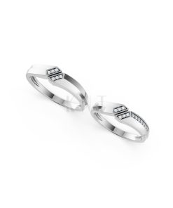 Nhẫn cưới A158 màu vàng trắng White Gold vàng sáng bóng, thiết kế trẻ trung