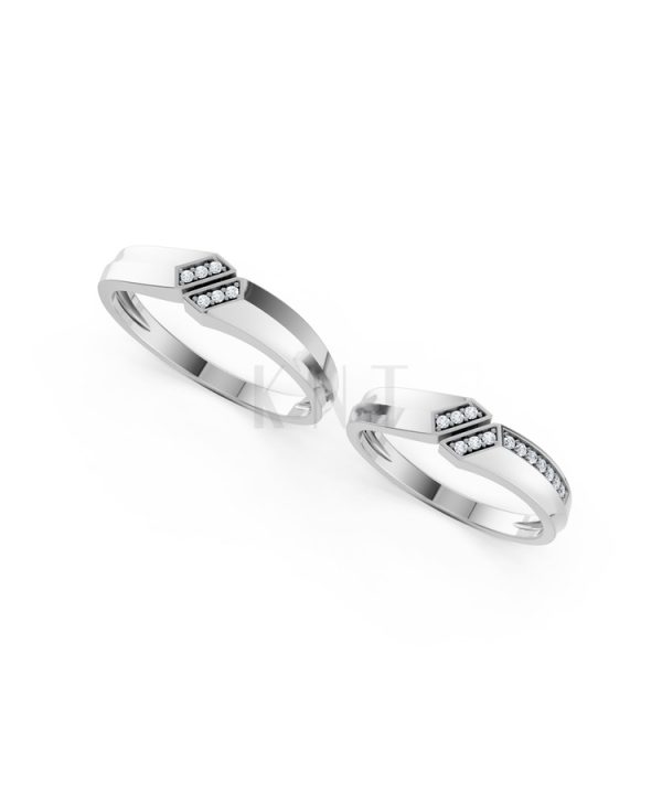 Nhẫn cưới A158 màu vàng trắng White Gold vàng sáng bóng, thiết kế trẻ trung