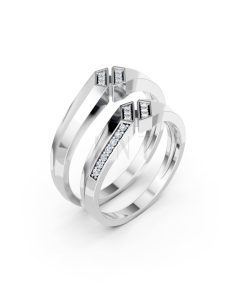 Nhẫn cưới A158 màu vàng trắng White Gold kiểu dáng hiện đại, nổi bật