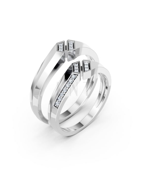 Nhẫn cưới A158 màu vàng trắng White Gold kiểu dáng hiện đại, nổi bật