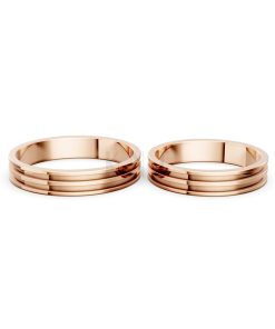 Nhẫn cưới Collab Ceramic – A162 màu vàng hồng Rose Gold thiết kế đối xứng, phong cách, ấn tượng