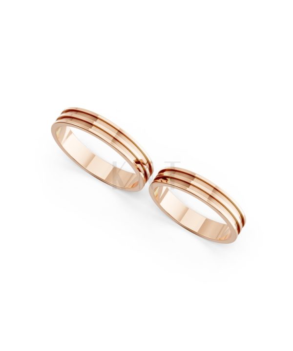 Nhẫn cưới Collab Ceramic – A162 màu vàng hồng Rose Gold vàng đẹp, họa tiết hình học, độc đáo