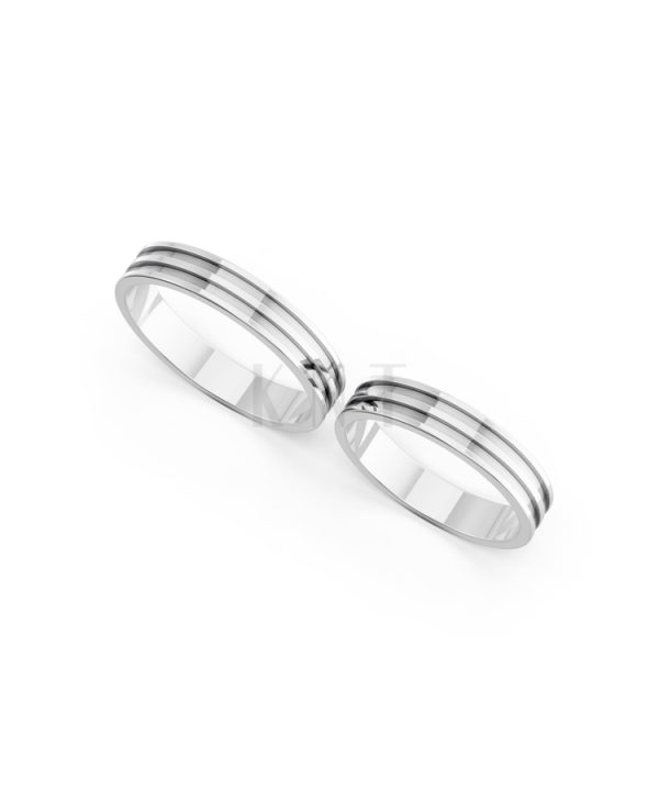 Nhẫn cưới Collab Ceramic – A162 màu vàng trắng White Gold kiểu dáng cá tính, hiện đại