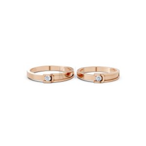 NHẪN CƯỚI A163 vàng hồng Rose Gold vàng đẹp, kiểu dáng trẻ trung, độc đáo