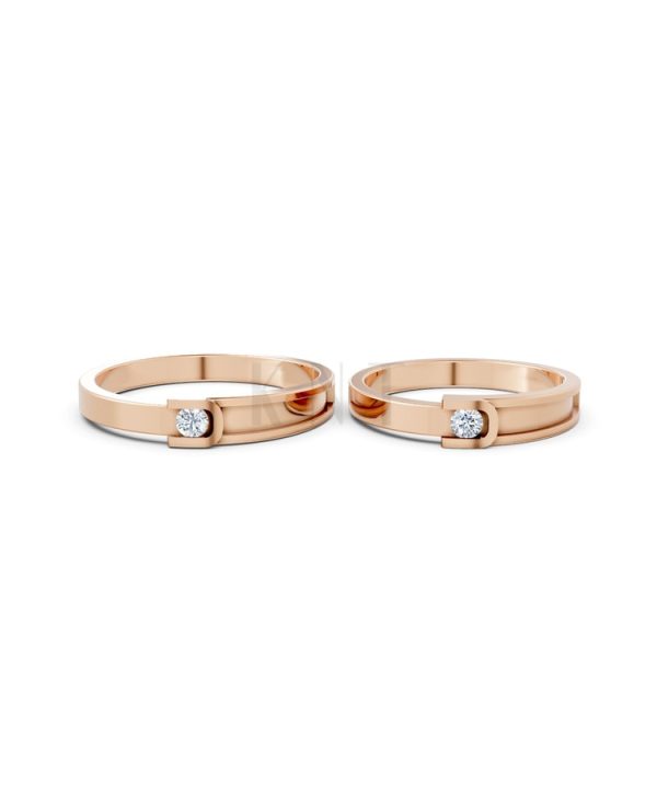 NHẪN CƯỚI A163 vàng hồng Rose Gold vàng đẹp, kiểu dáng trẻ trung, độc đáo