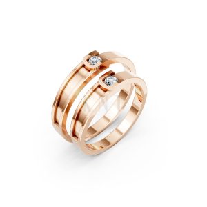 NHẪN CƯỚI A163 vàng hồng Rose Gold họa tiết ấn tượng, cá tính