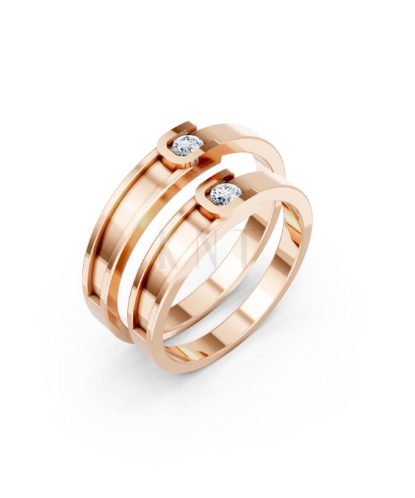 NHẪN CƯỚI A163 vàng hồng Rose Gold họa tiết ấn tượng, cá tính