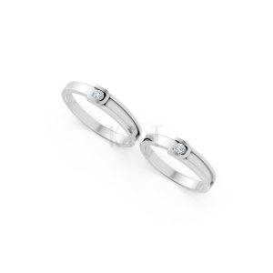 NHẪN CƯỚI A163 vàng trắng White Gold kiểu dáng cá tính, hiện đại