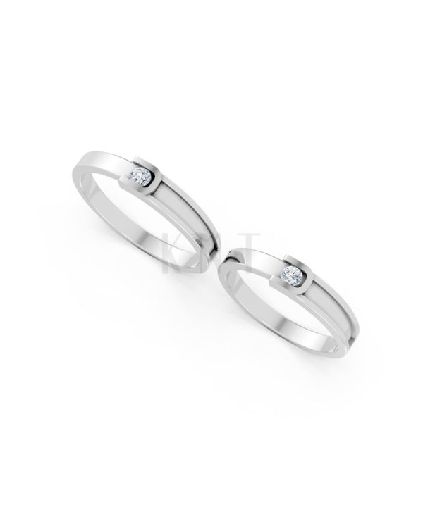 NHẪN CƯỚI A163 vàng trắng White Gold kiểu dáng cá tính, hiện đại