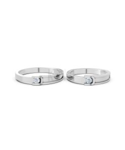 NHẪN CƯỚI A163 vàng trắng White Gold thiết kế trẻ trung, hiện đại