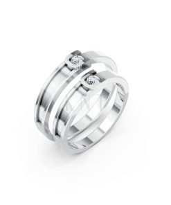 NHẪN CƯỚI A163 vàng trắng White Gold kiểu dáng hiện đại, nổi bật