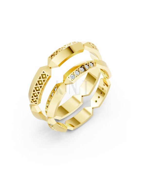 Nhẫn cưới A166 màu Vàng Gold thiết kế tinh tế, sang trọng